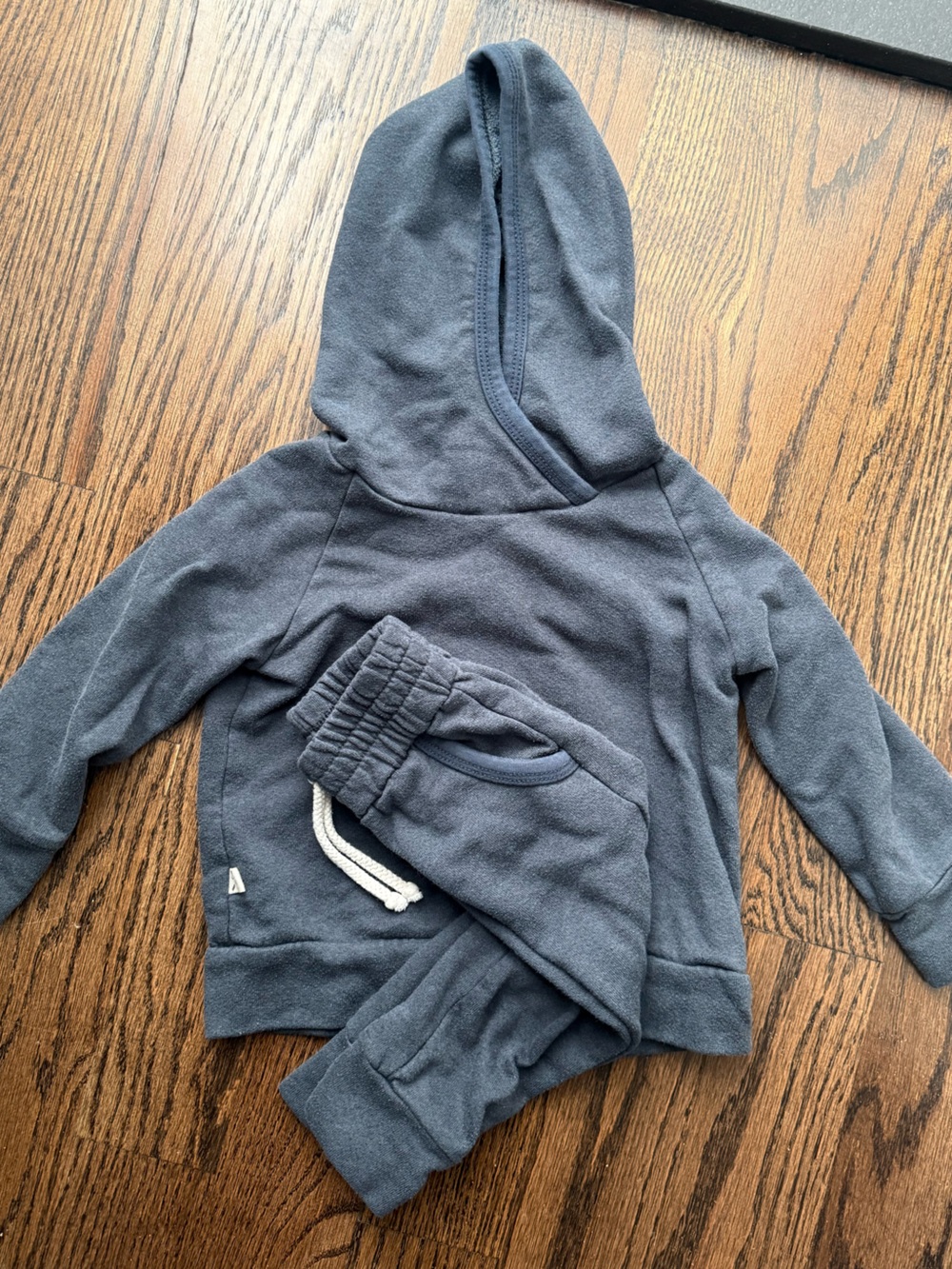 Kids Cozy Hooded Matching Set in Navy